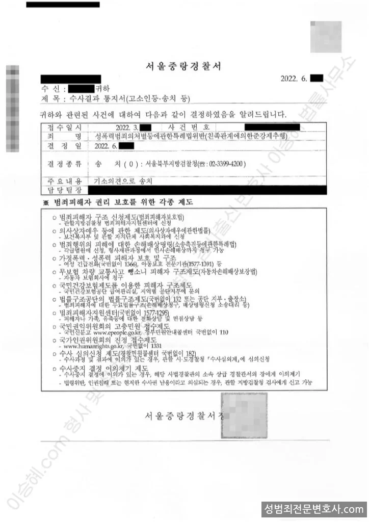 피해자대리(성공) 처분문서