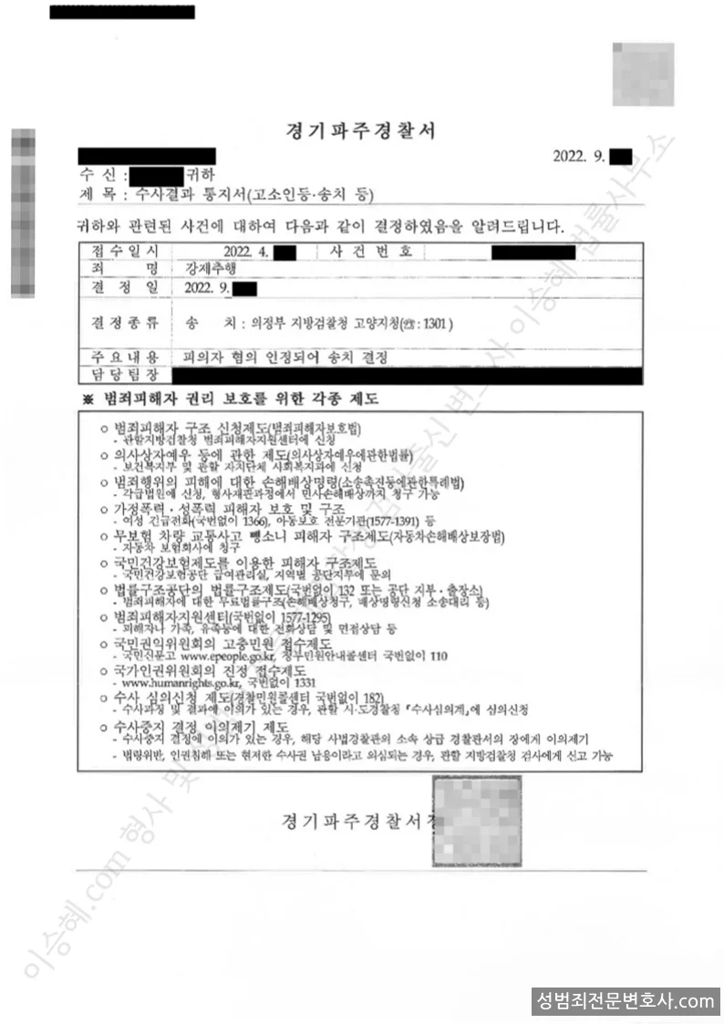 피해자대리(성공) 처분문서