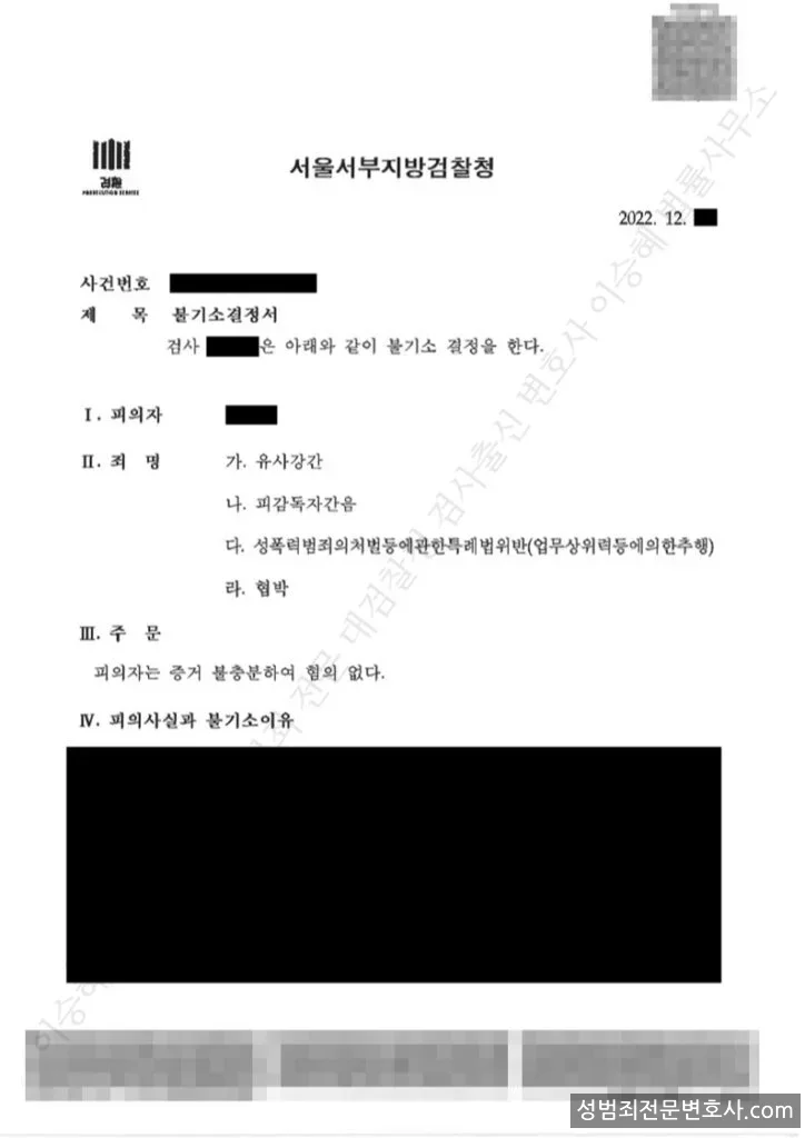 무혐의(불기소) 처분문서