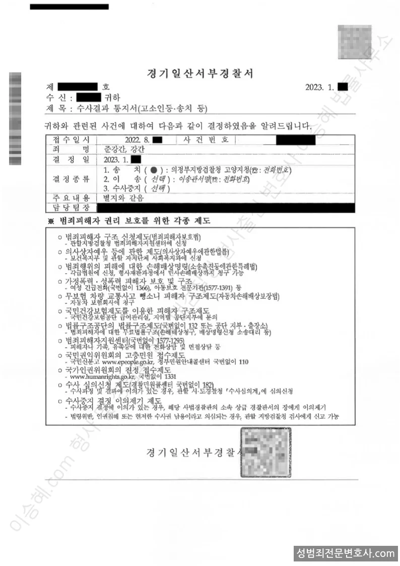 피해자대리(성공) 처분문서