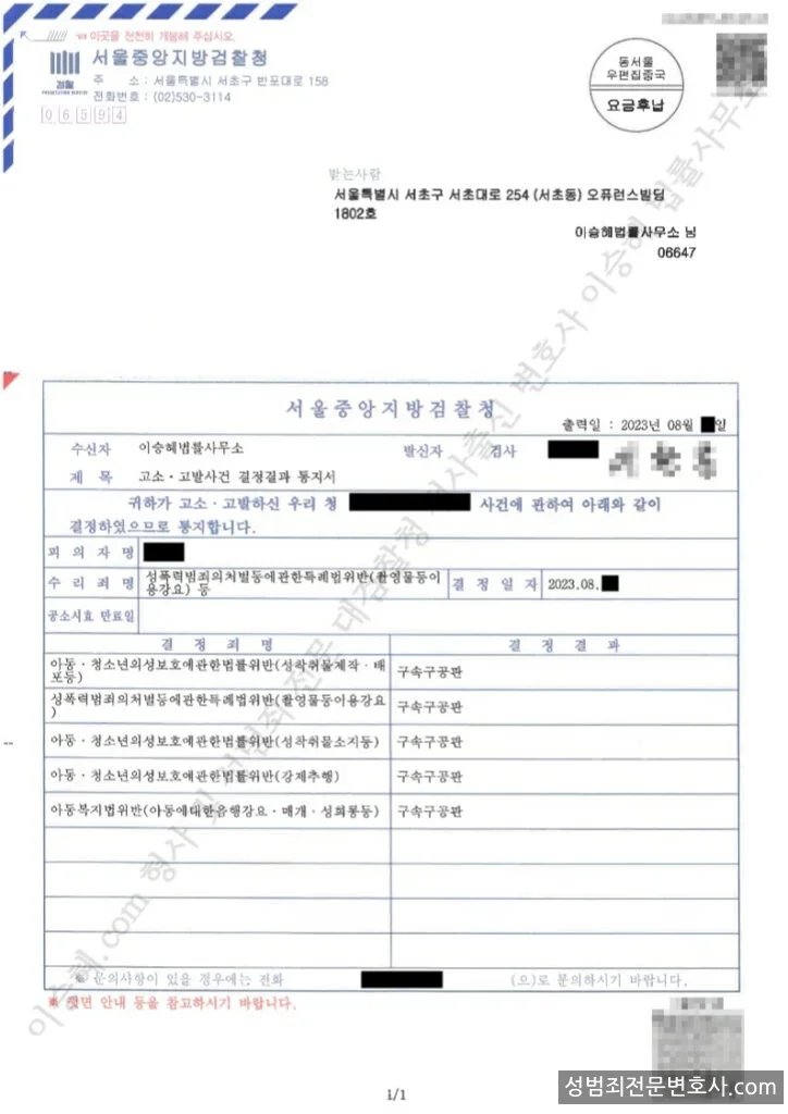 피해자대리(성공) 처분문서