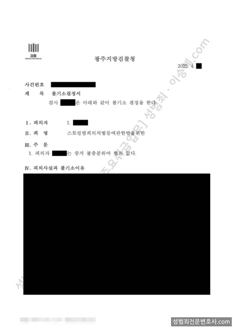 무혐의(불기소) 처분문서