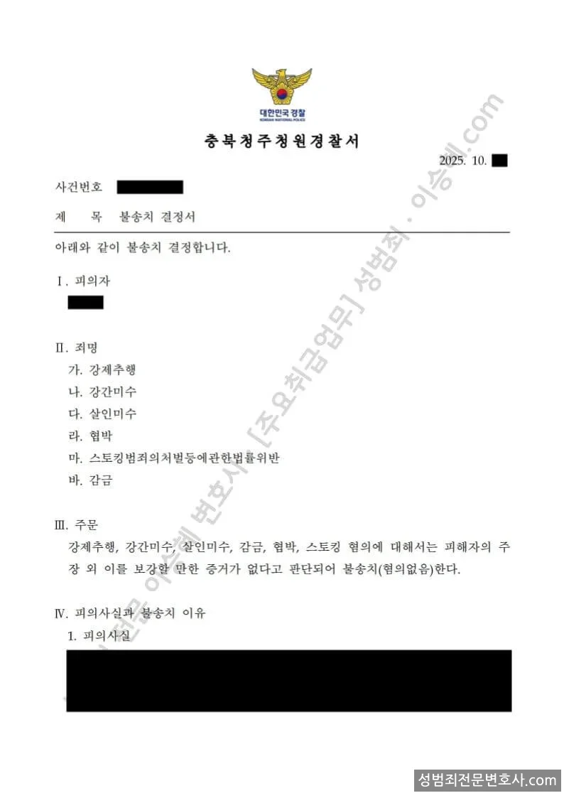 무혐의(불송치) 처분문서