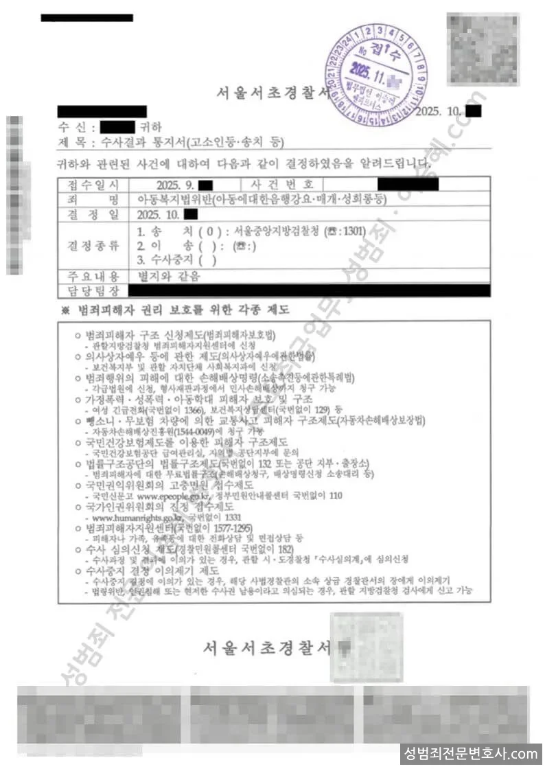 피해자대리(성공) 처분문서